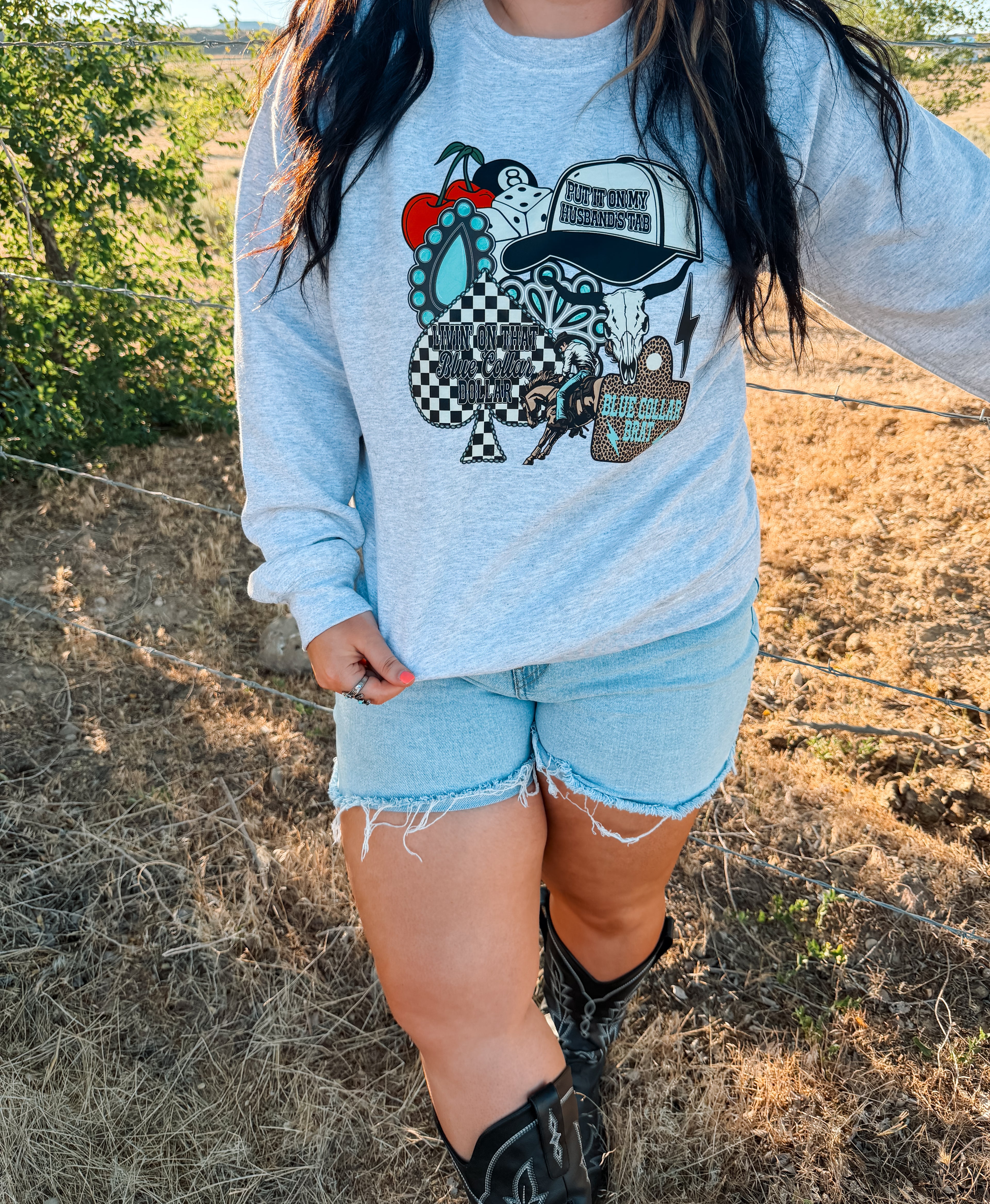Blue Collar Collage Graphic T-Shirt | Crewneck