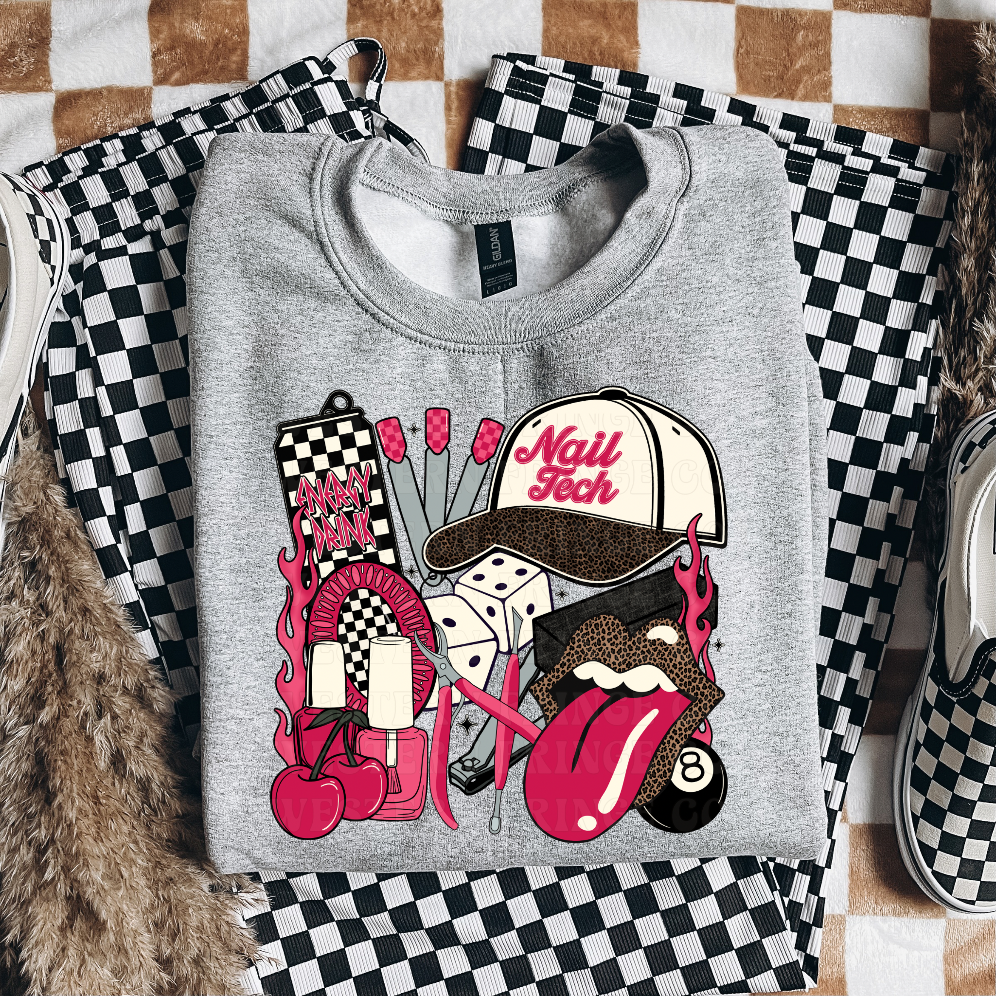 Nail Tech T-Shirt Graphic | Crewneck | Hot Pink Version