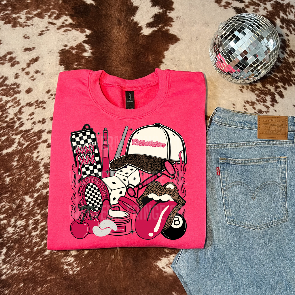 Esthetician T-Shirt Graphic | Crewneck | Hot Pink Version
