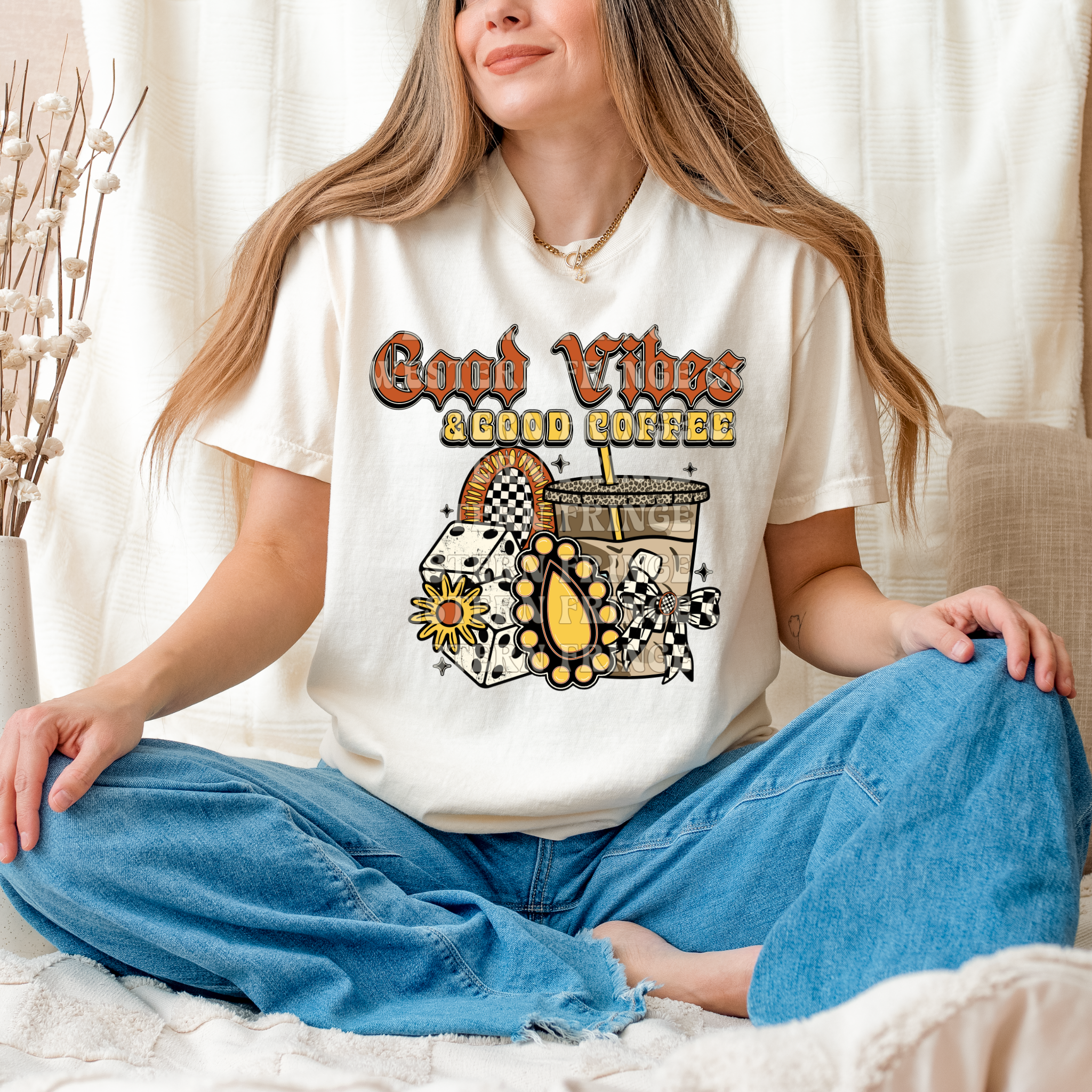 Retro Good Vibes & Good Coffee T- Shirt Graphic T-Shirt | Good Vibes & Good Coffee Crewneck
