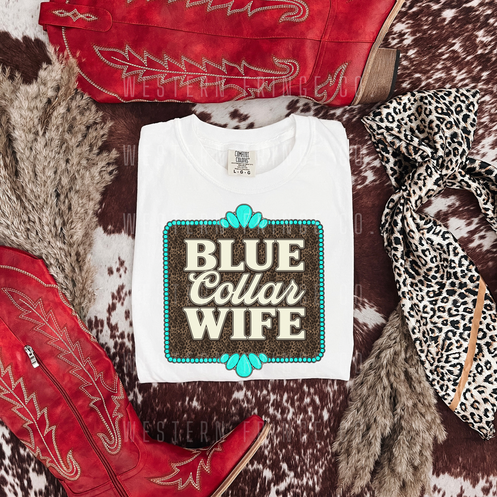 Blue Collar Wife Graphic T-Shirt | Crewneck | Leopard Print