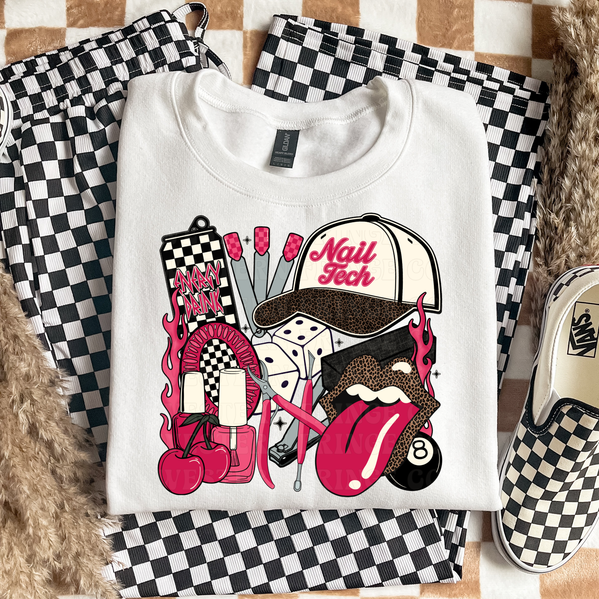 Nail Tech T-Shirt Graphic | Crewneck | Hot Pink Version