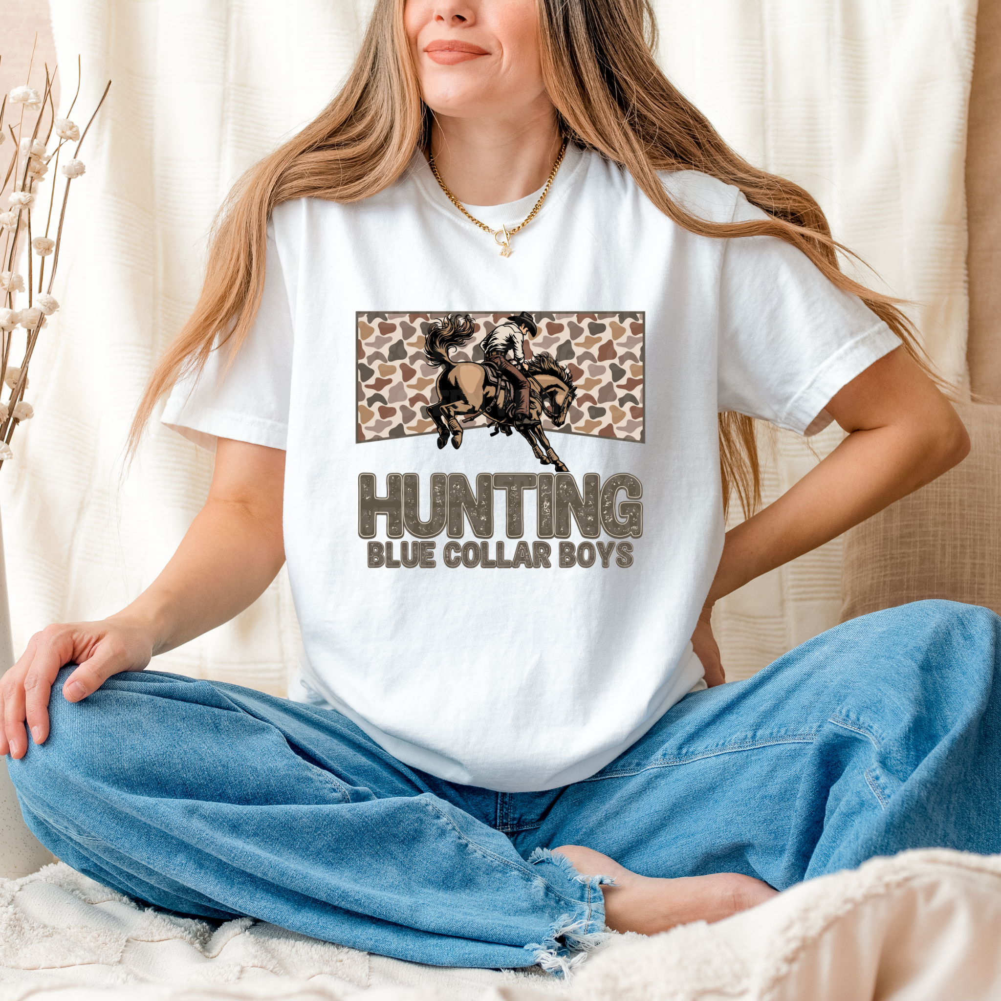 Hunting Blue Collar Boys Graphic T-Shirt | Crewneck