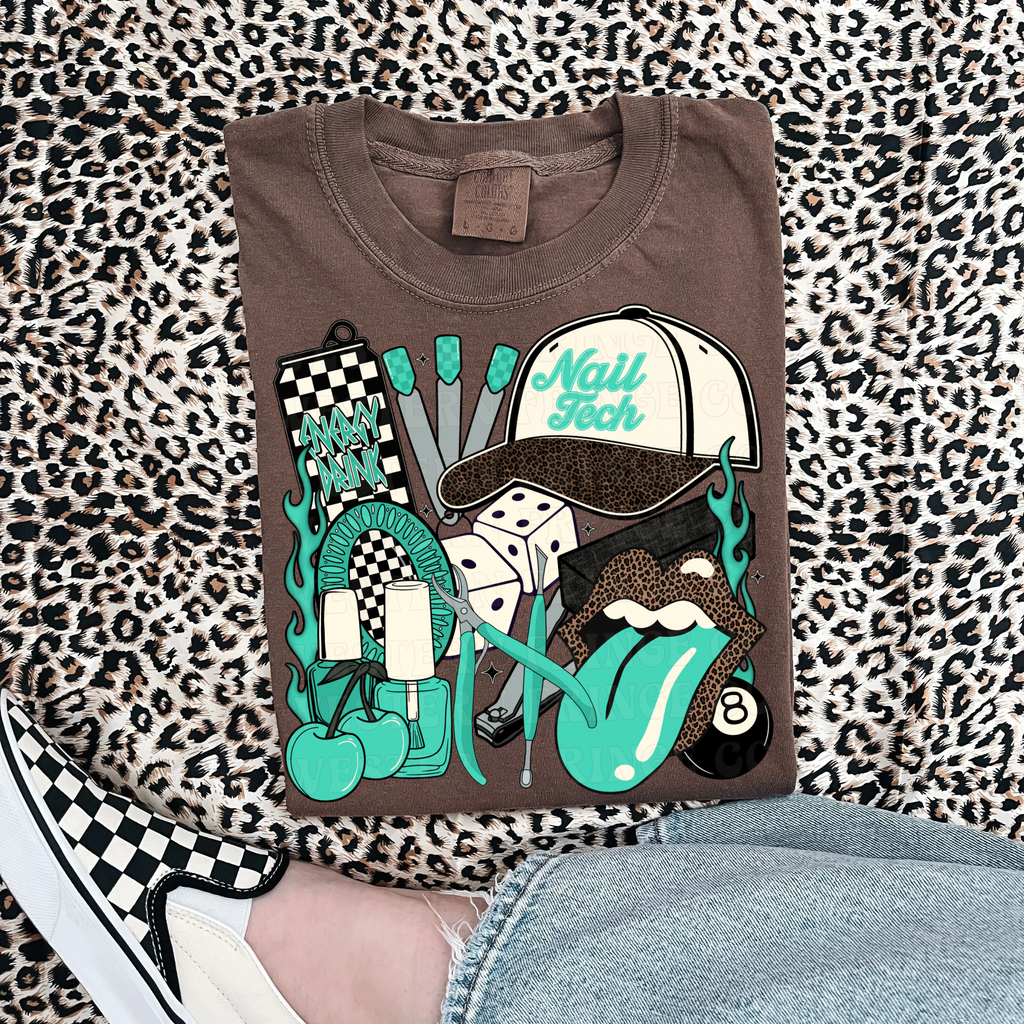 Nail Tech T-Shirt Graphic | Crewneck | Turquoise Version