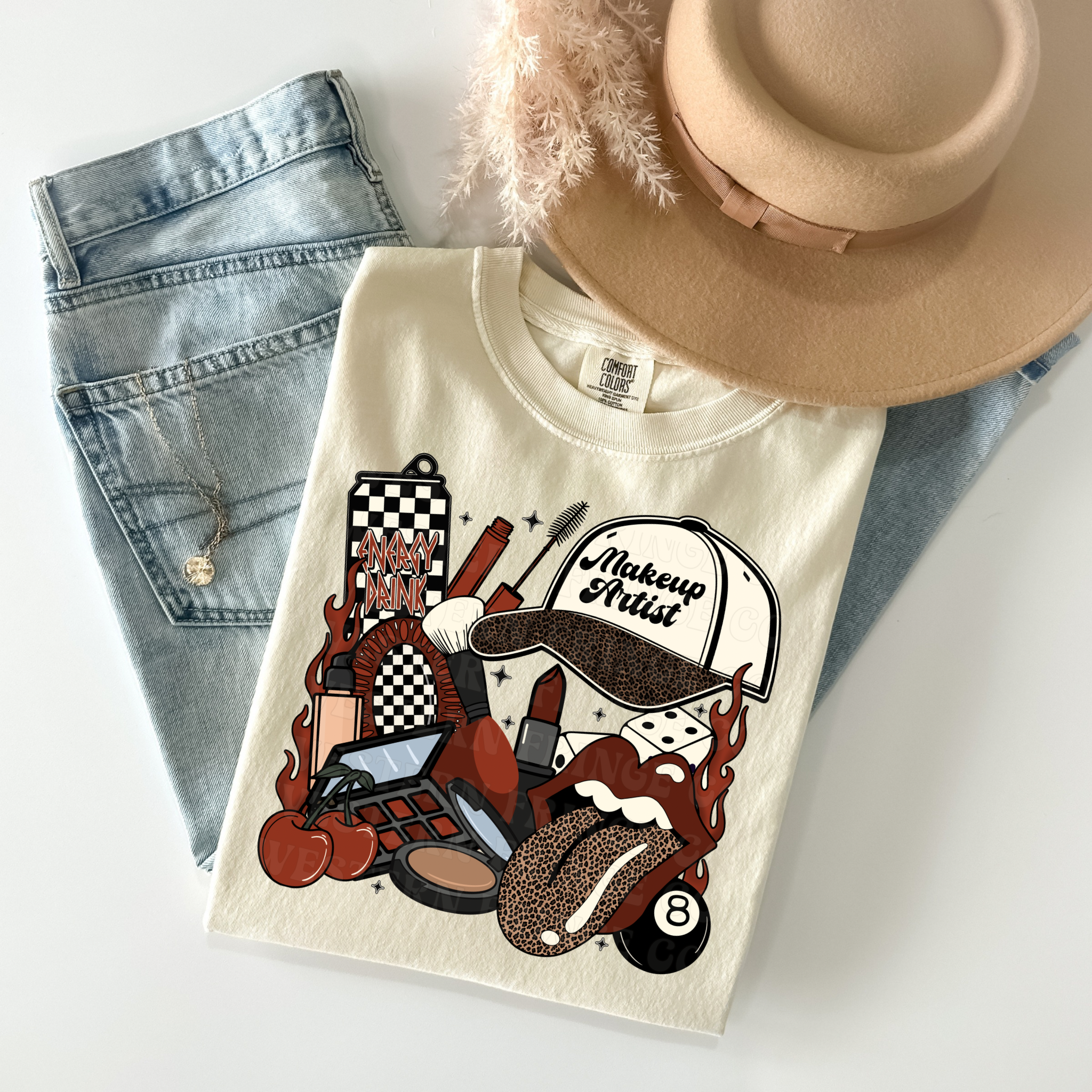Makeup Artist T-Shirt Graphic | Crewneck | Burnt Orange Version