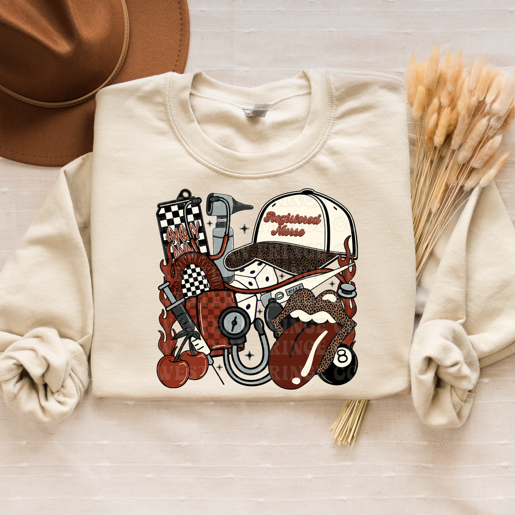 Registered Nurse T-Shirt Graphic | Registered Nurse Crewneck | Rustic Orange Version