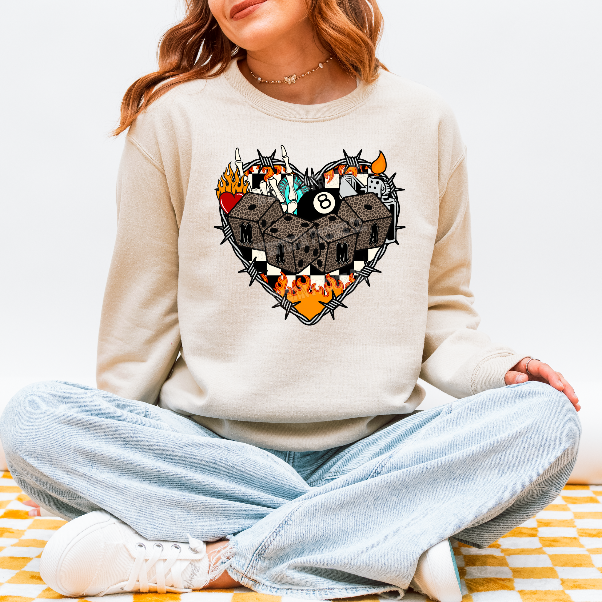 Western Alternative Barbed Wire Mama Graphic T-Shirt | Crewneck