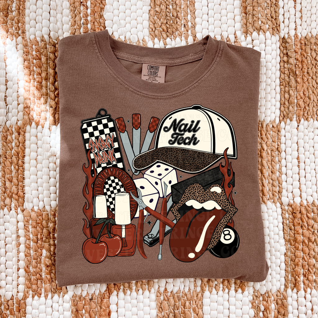 Nail Tech T-Shirt Graphic | Crewneck | Burnt Orange Version