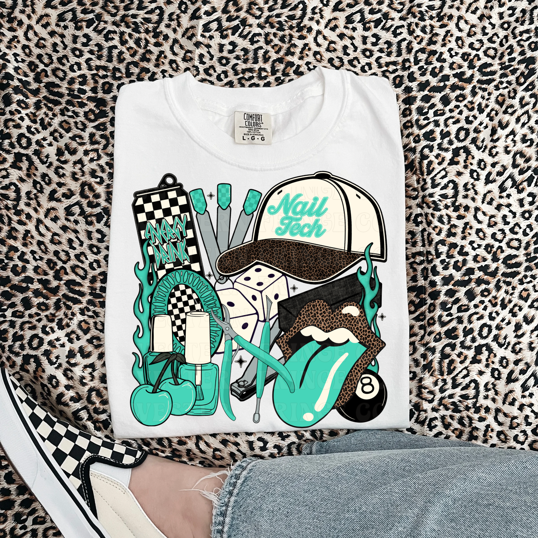 Nail Tech T-Shirt Graphic | Crewneck | Turquoise Version