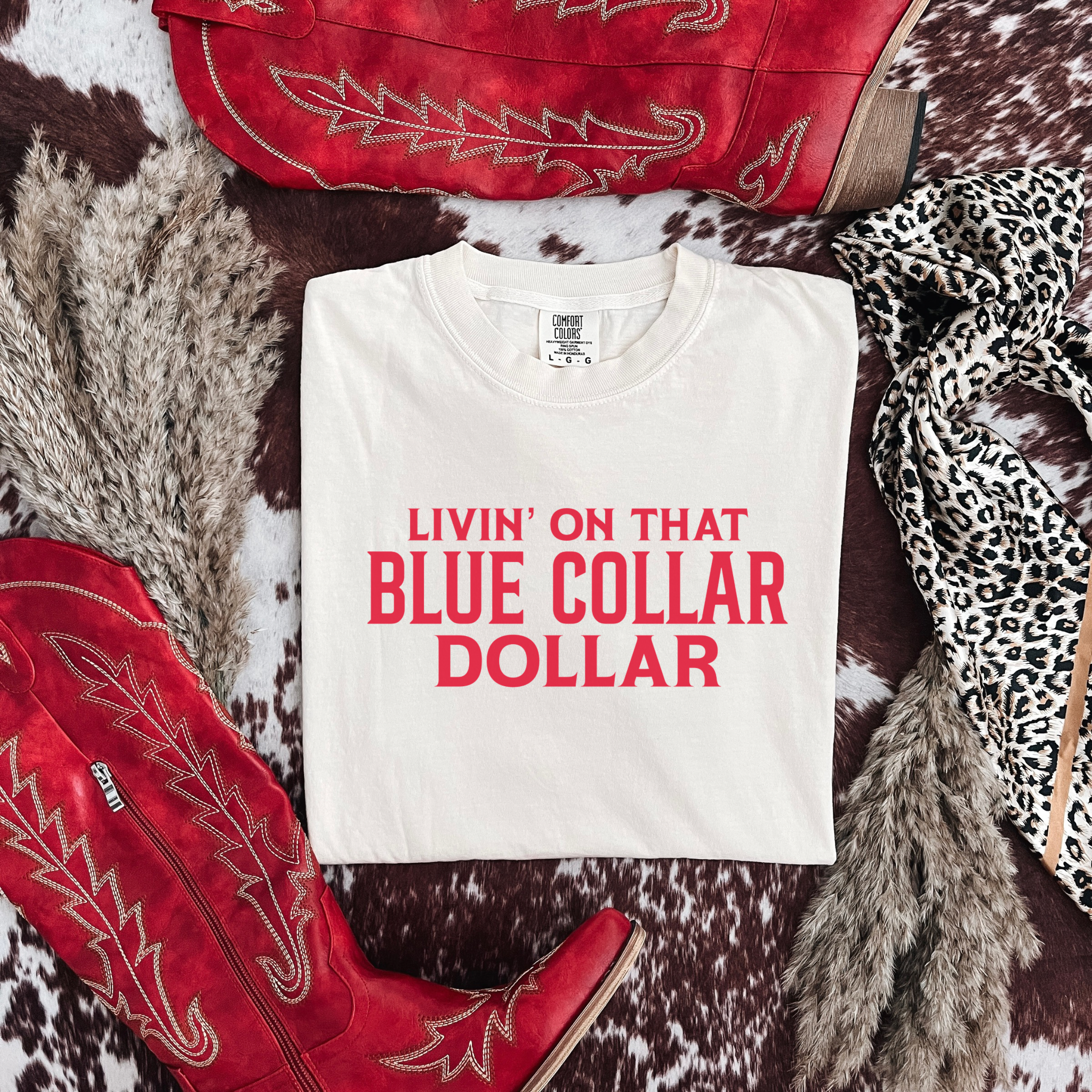 Livin’ On That Blue Collar Dollar Graphic T-Shirt | Crewneck
