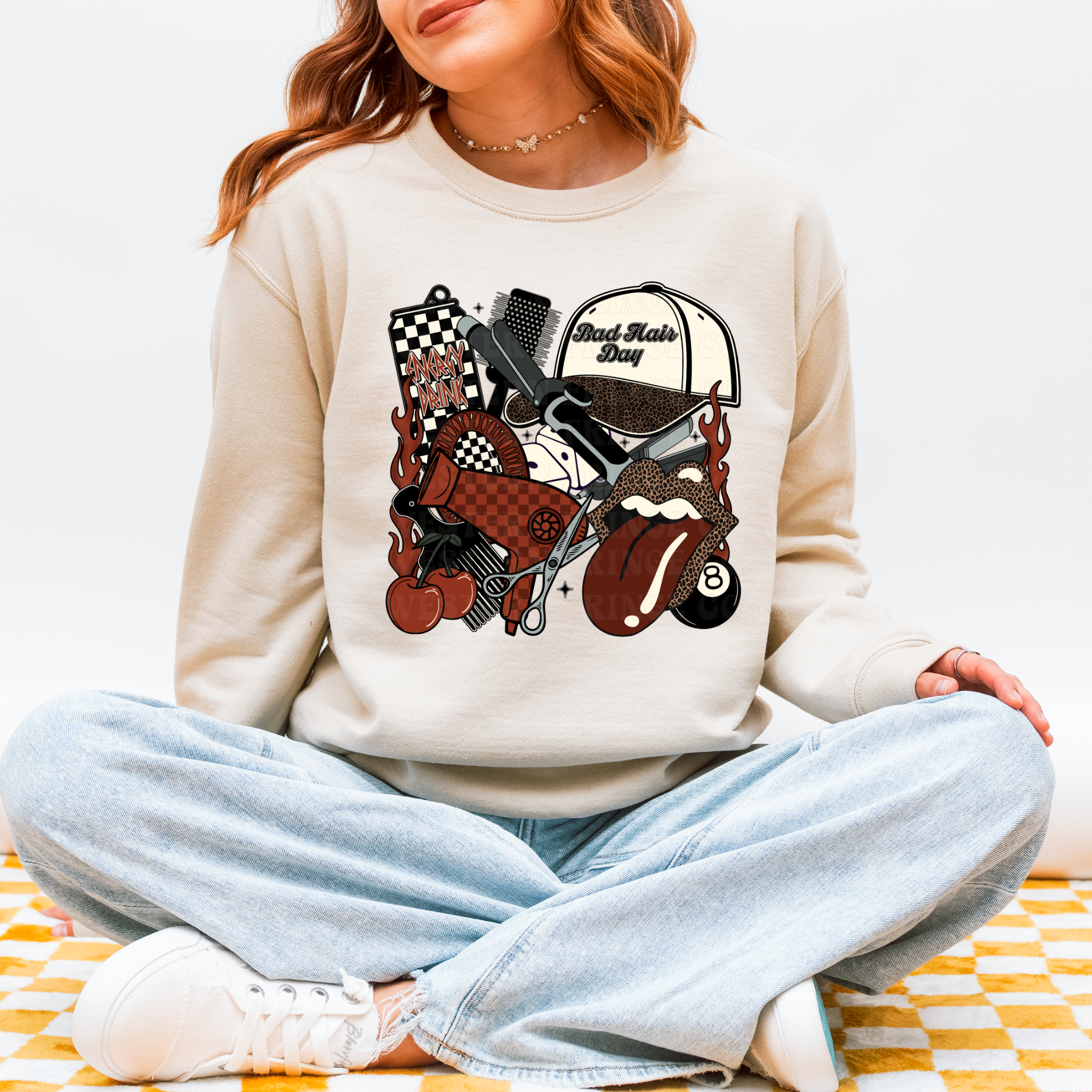 Rustic Orange Hairstylist Graphic T-Shirt | Crewneck