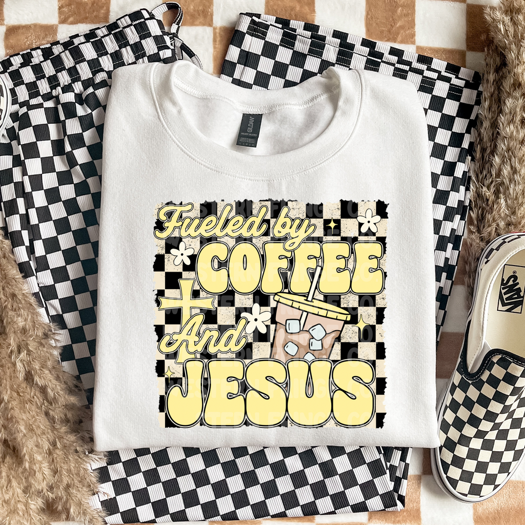 Fueled By Coffee And Jesus T-Shirt Graphic | Crewneck |