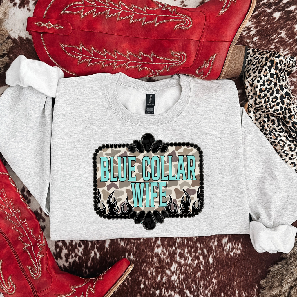 Blue Collar Wife Duck Camo Graphic T-Shirt | Crewneck