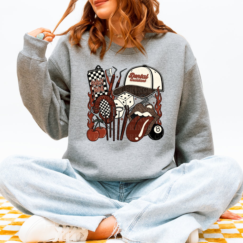 Dental Assistant T-Shirt Graphic | Crewneck | Rustic Orange Version