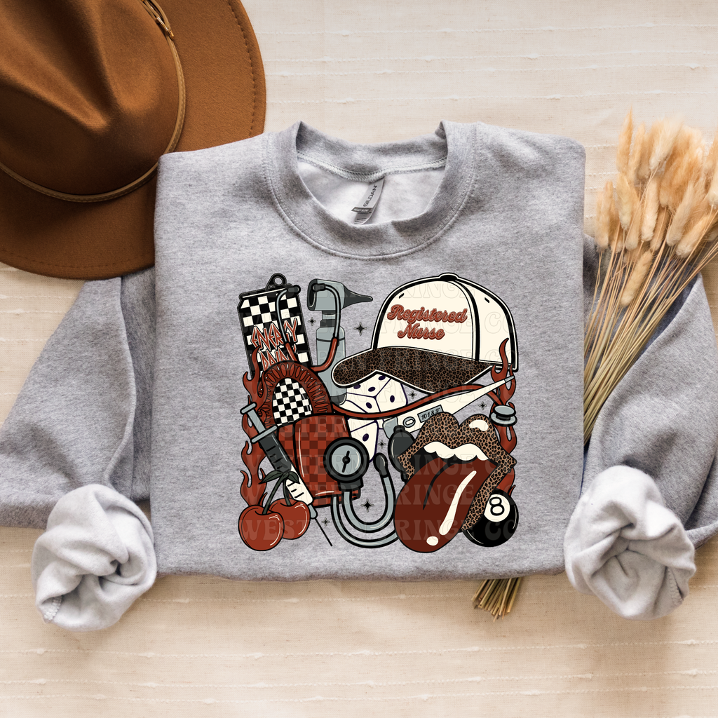 Registered Nurse T-Shirt Graphic | Registered Nurse Crewneck | Rustic Orange Version
