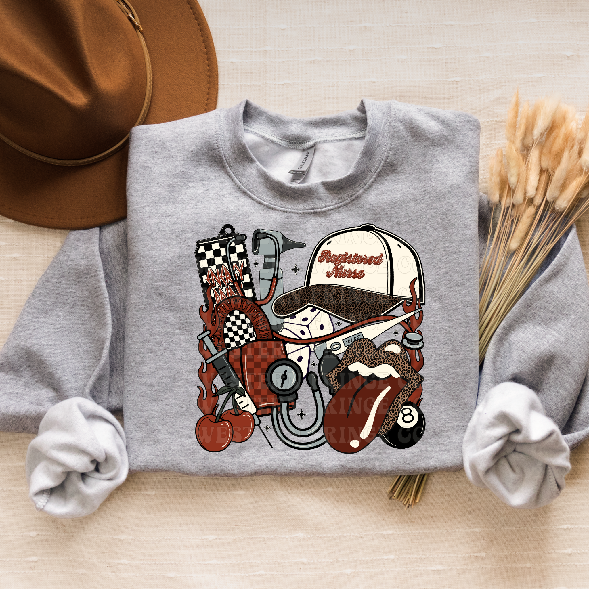 Registered Nurse T-Shirt Graphic | Registered Nurse Crewneck | Rustic Orange Version