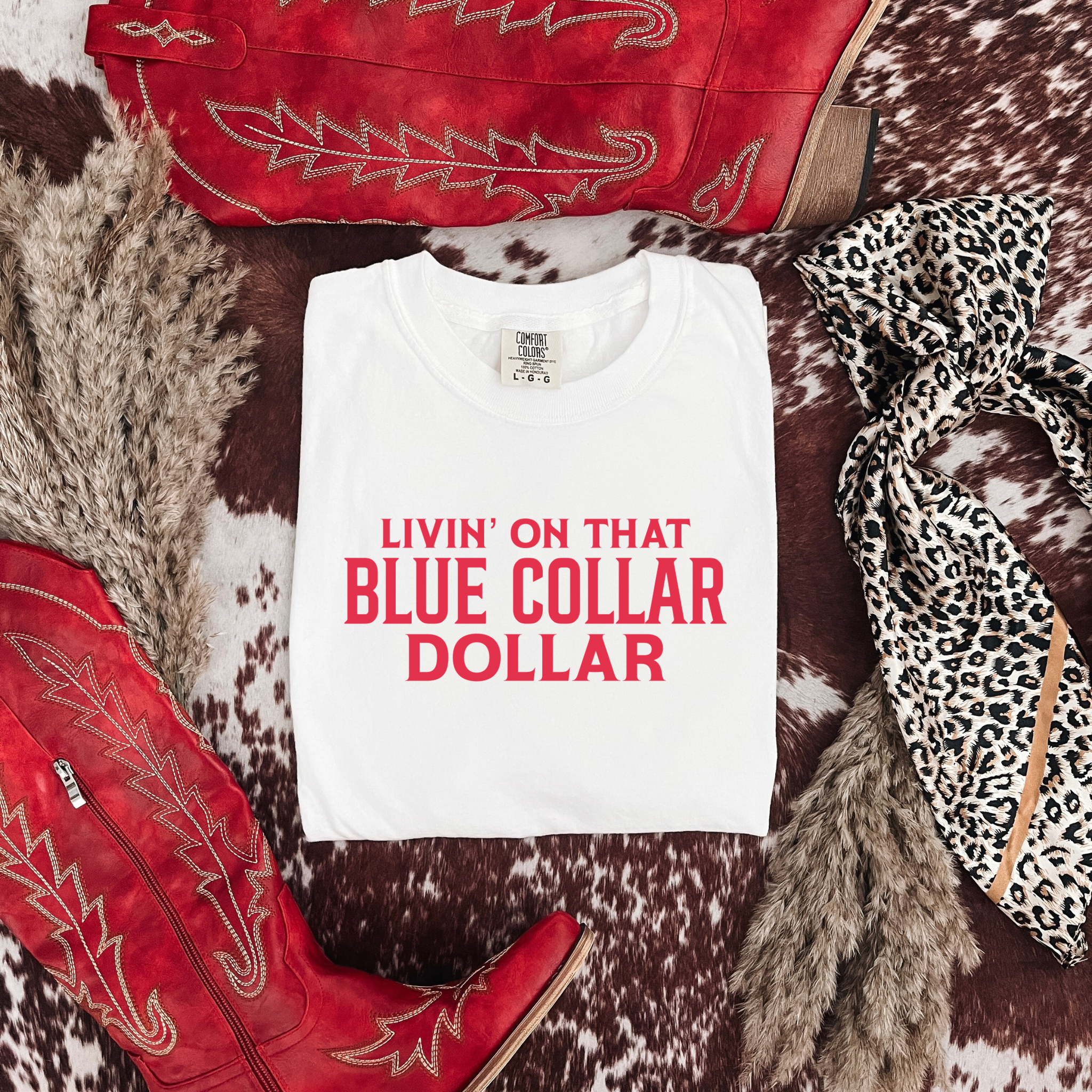 Livin’ On That Blue Collar Dollar Graphic T-Shirt | Crewneck