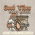 Good Vibes & Good Coffee Digital Download | Retro Peachy |  High Resolution PNG Graphic File
