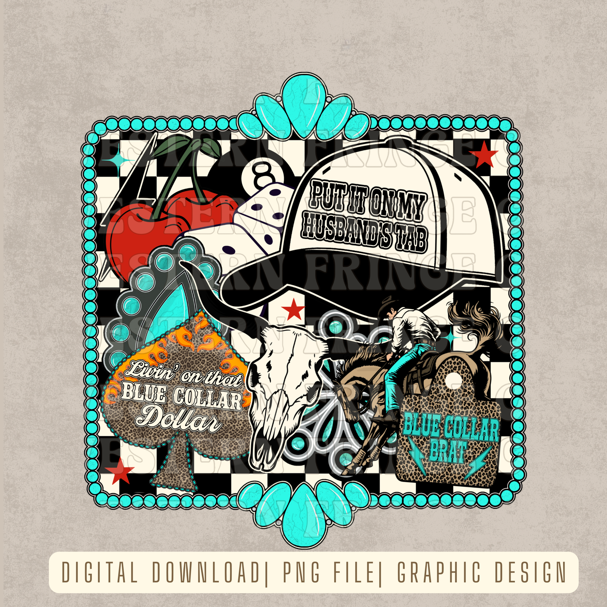 Framed Blue Collar Collage Digital Download |  High Resolution PNG Graphic File