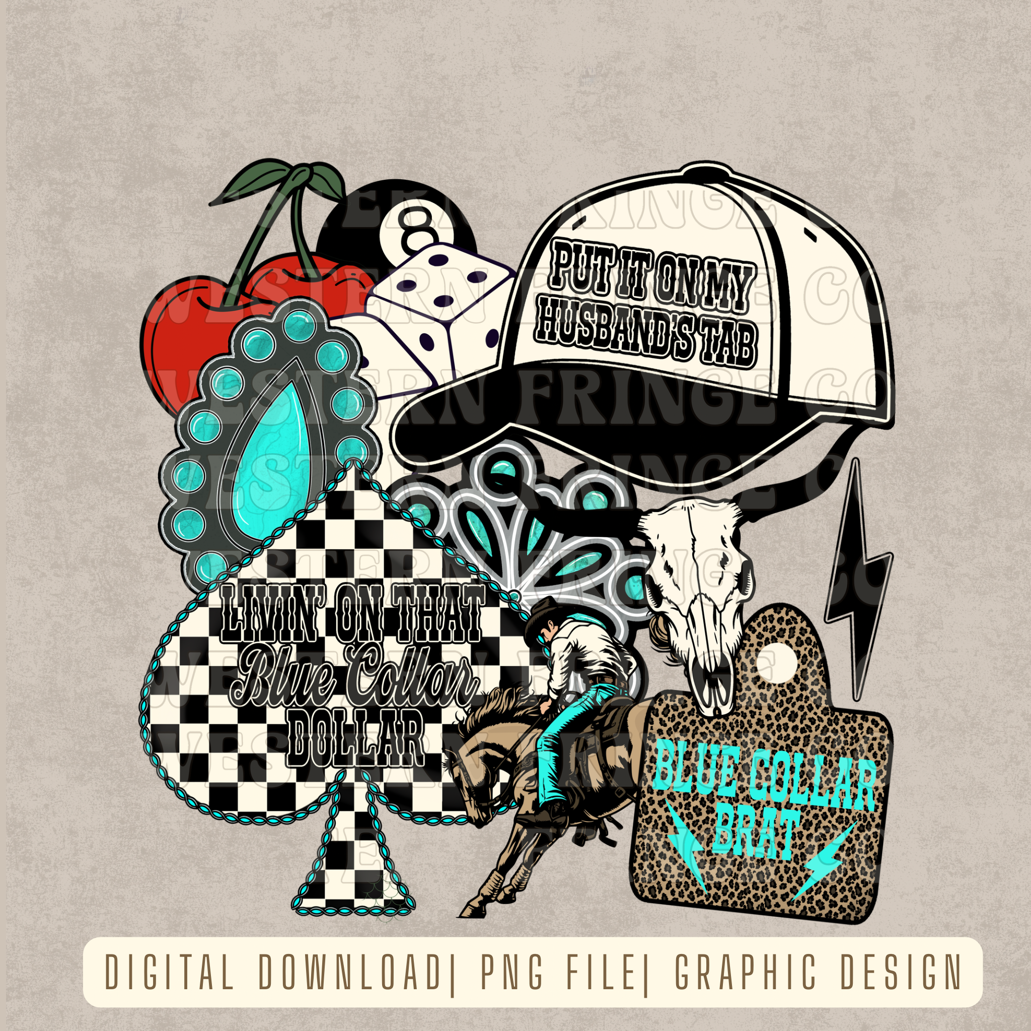 Blue Collar Collage Digital Download |  High Resolution PNG Graphic File