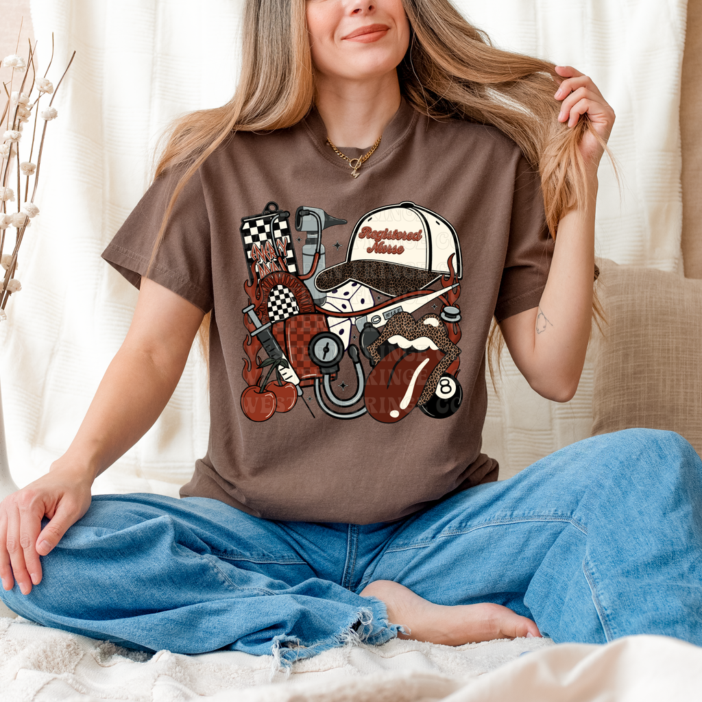 Registered Nurse T-Shirt Graphic | Registered Nurse Crewneck | Rustic Orange Version