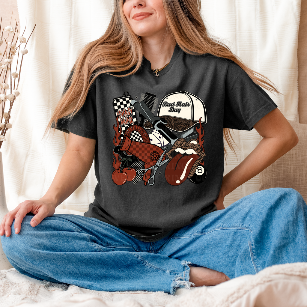 Rustic Orange Hairstylist Graphic T-Shirt | Crewneck