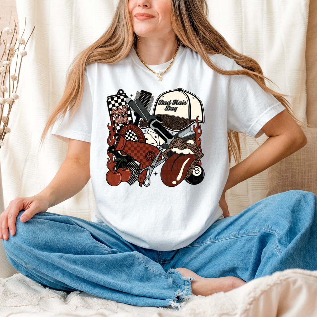 Rustic Orange Hairstylist Graphic T-Shirt | Crewneck