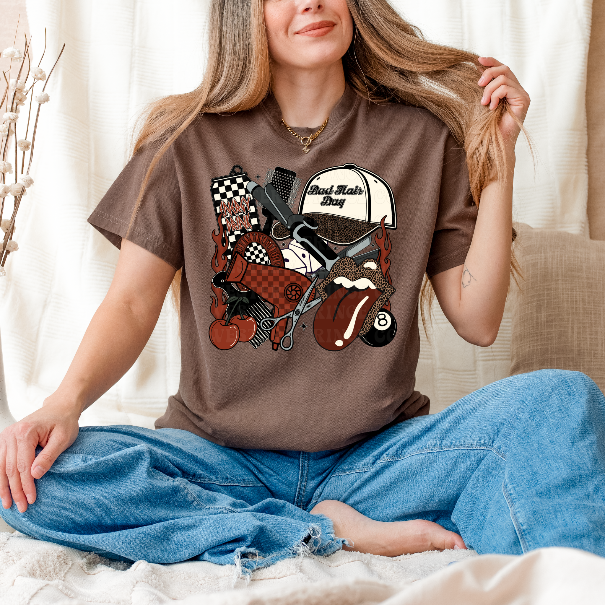 Rustic Orange Hairstylist Graphic T-Shirt | Crewneck