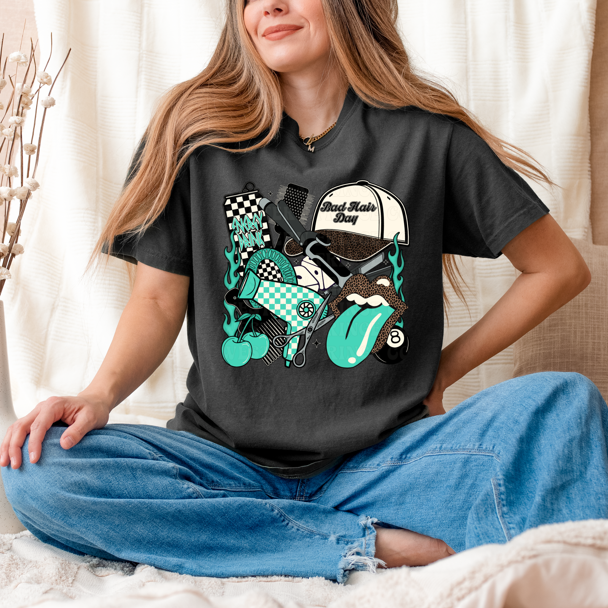 Turquoise Hairstylist Shirt Graphic T-Shirt | Crewneck