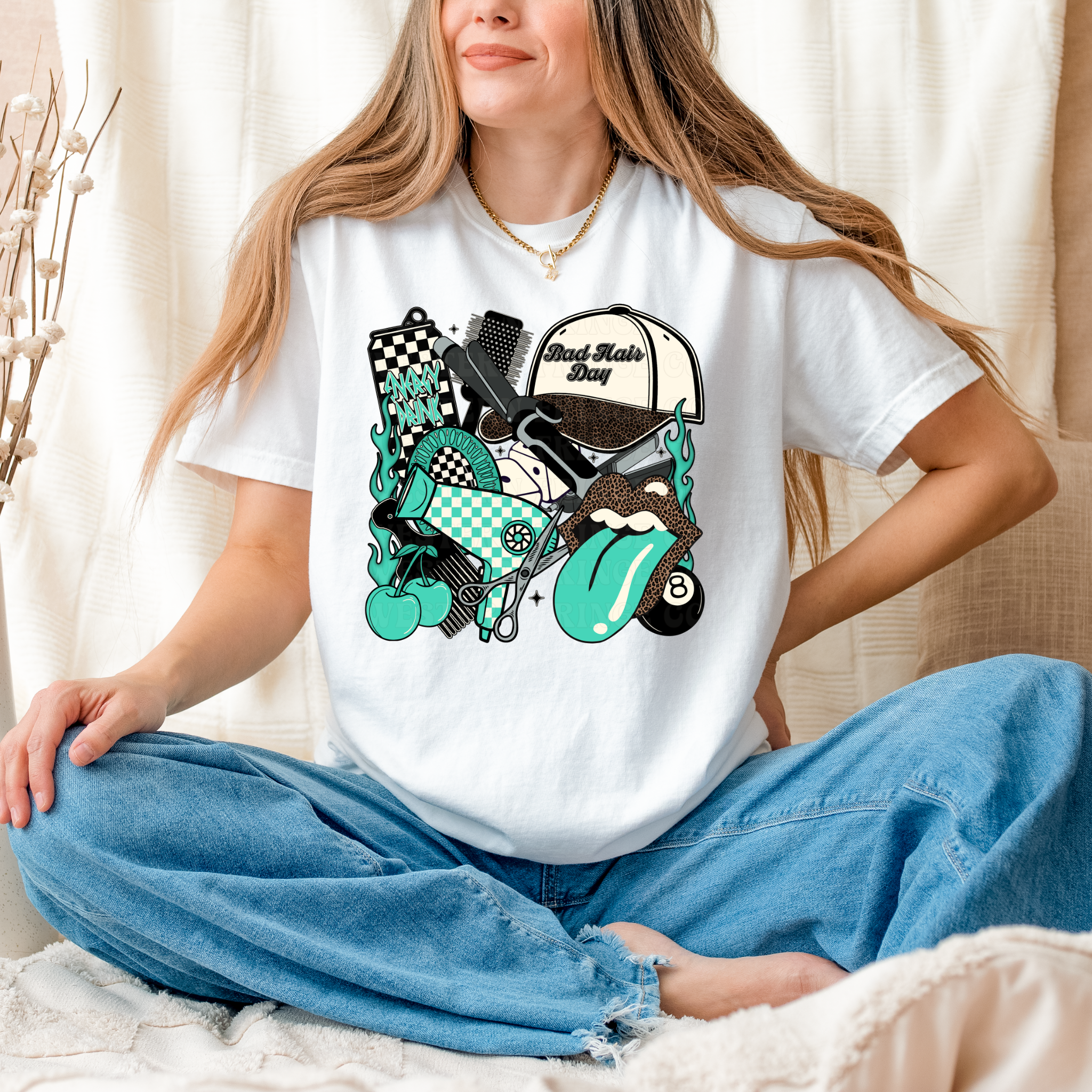 Turquoise Hairstylist Shirt Graphic T-Shirt | Crewneck