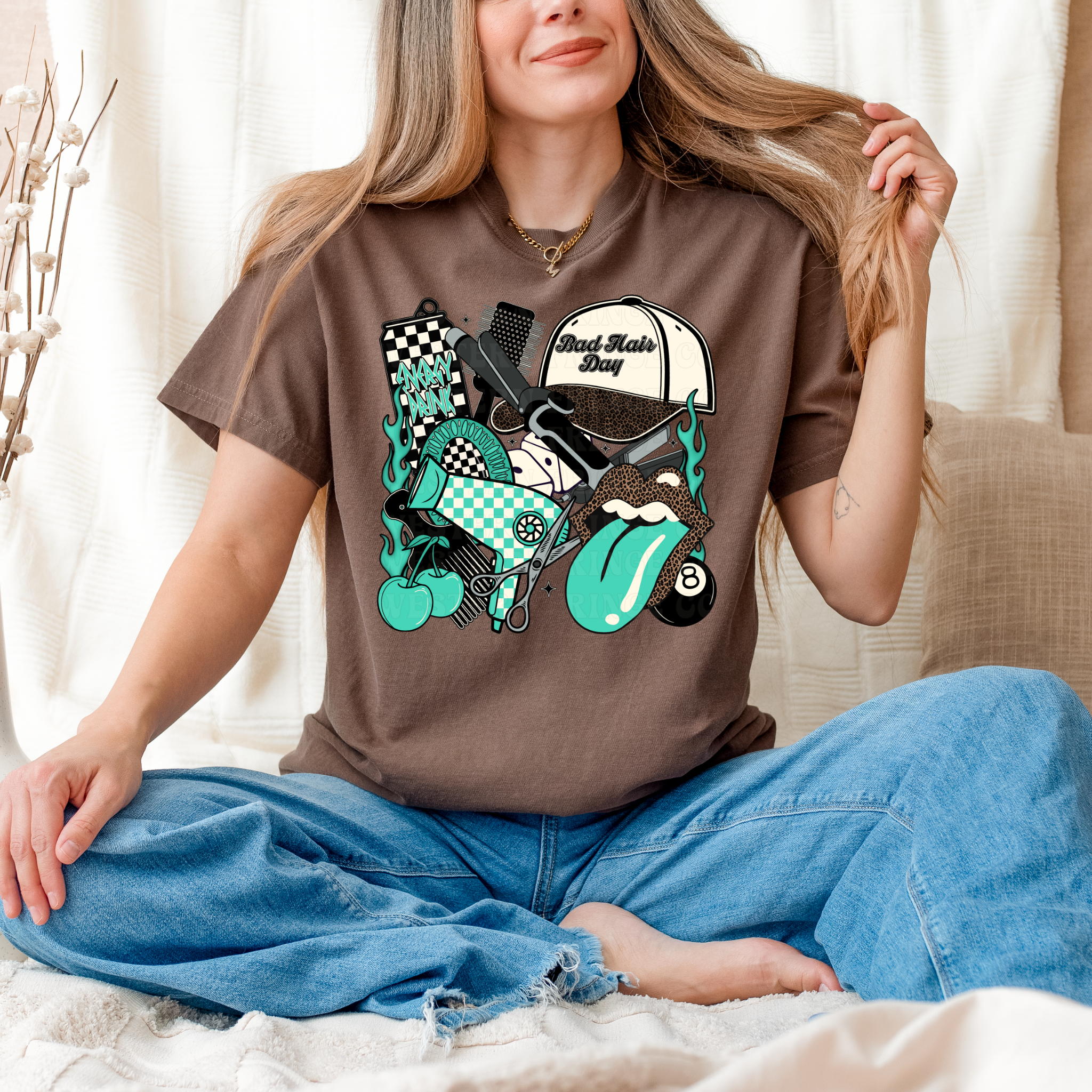 Turquoise Hairstylist Shirt Graphic T-Shirt | Crewneck