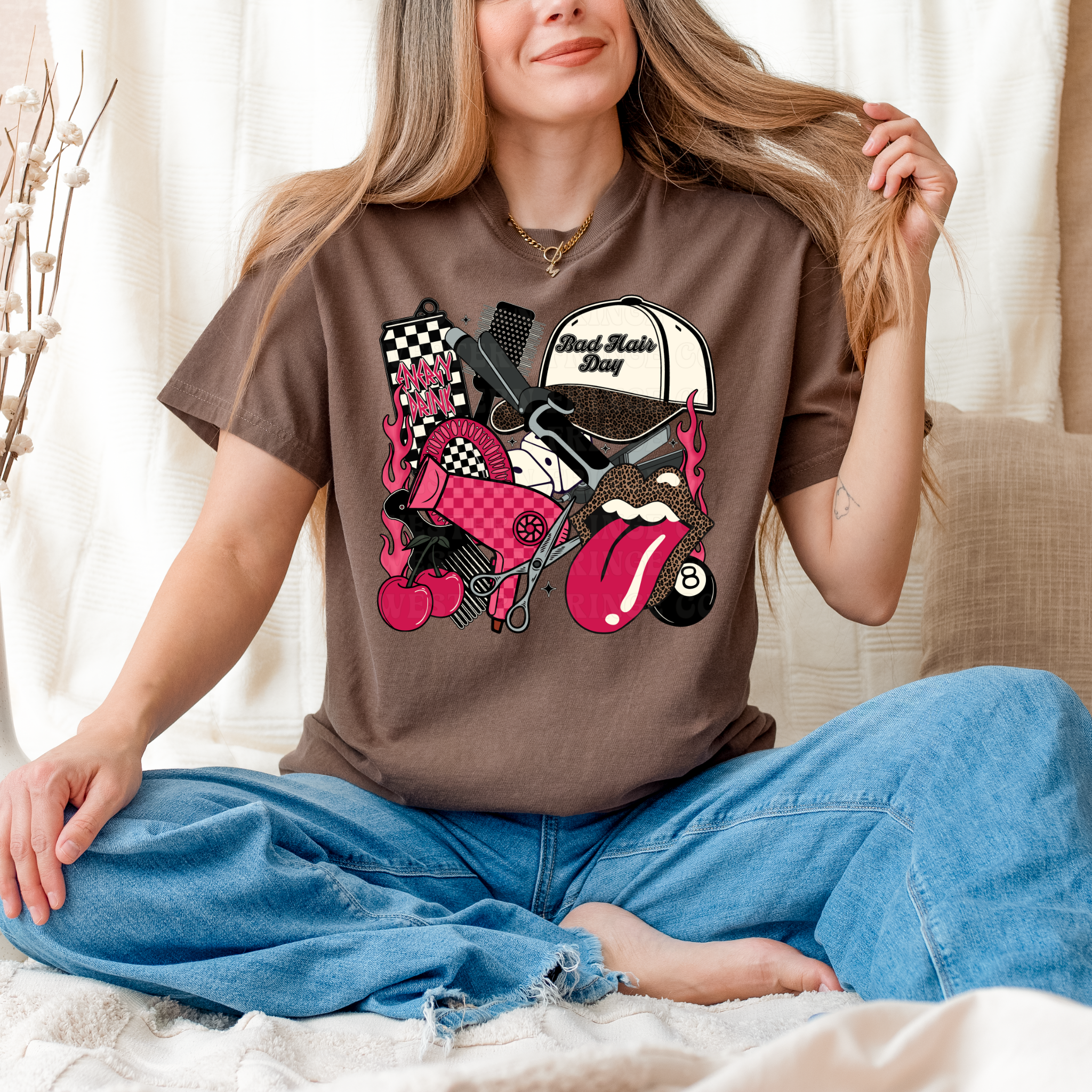 Hot Pink Hairstylist Graphic T-Shirt | Crewneck