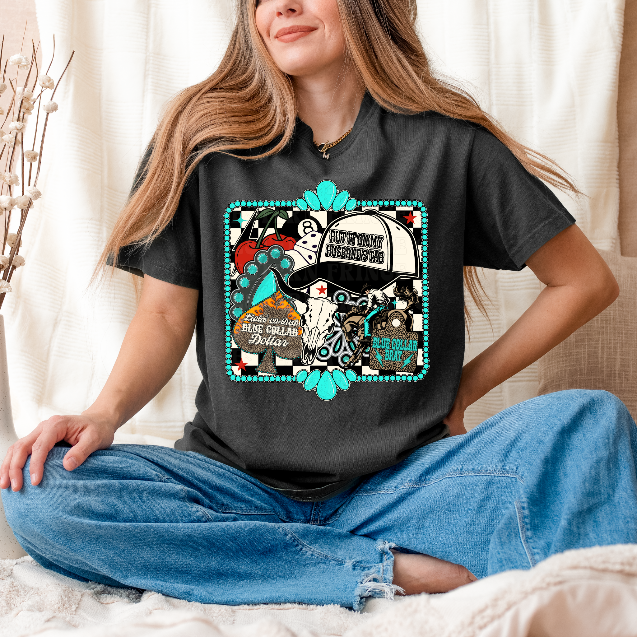 Framed Blue Collar Collage Graphic T-Shirt | Crewneck