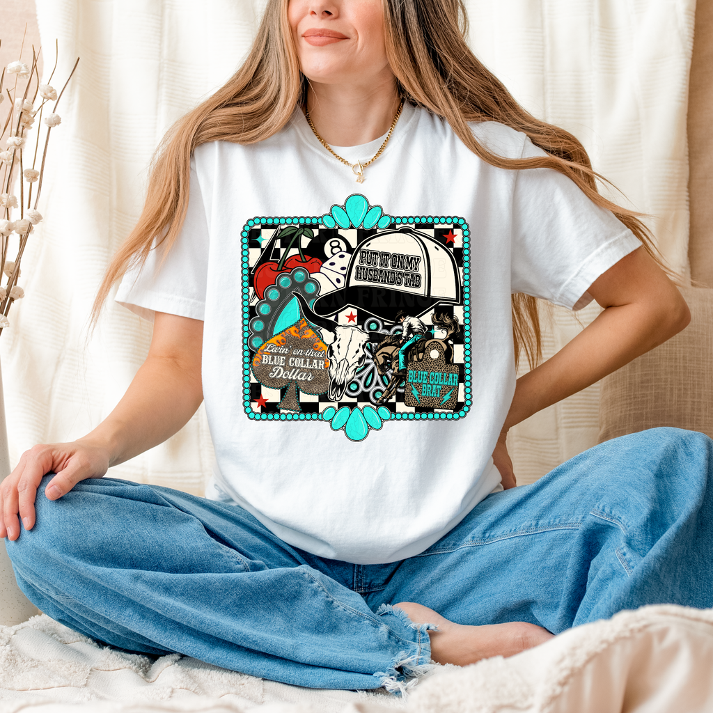 Framed Blue Collar Collage Graphic T-Shirt | Crewneck