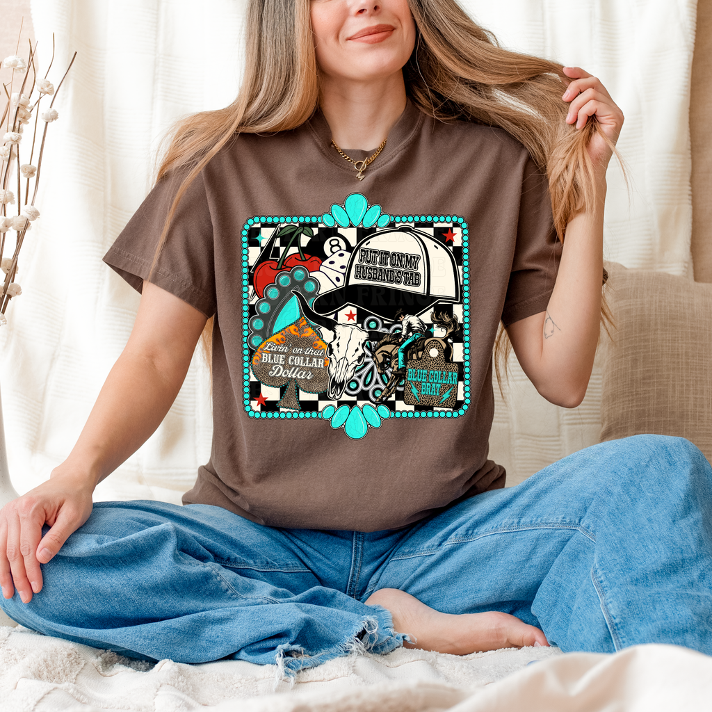 Framed Blue Collar Collage Graphic T-Shirt | Crewneck