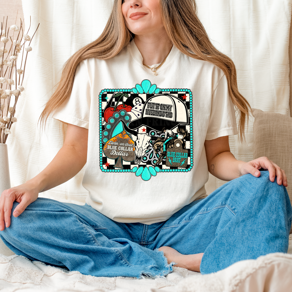 Framed Blue Collar Collage Graphic T-Shirt | Crewneck