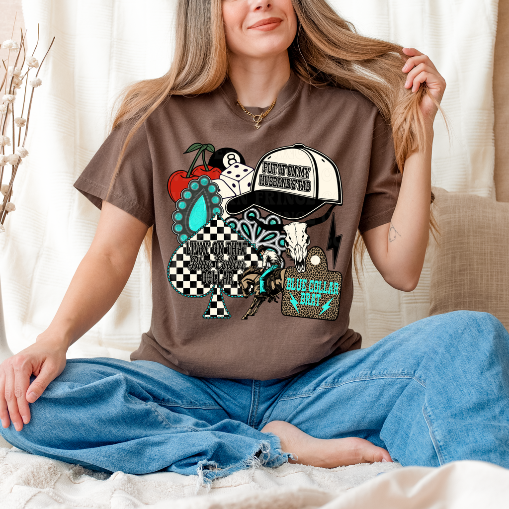 Blue Collar Collage Graphic T-Shirt | Crewneck