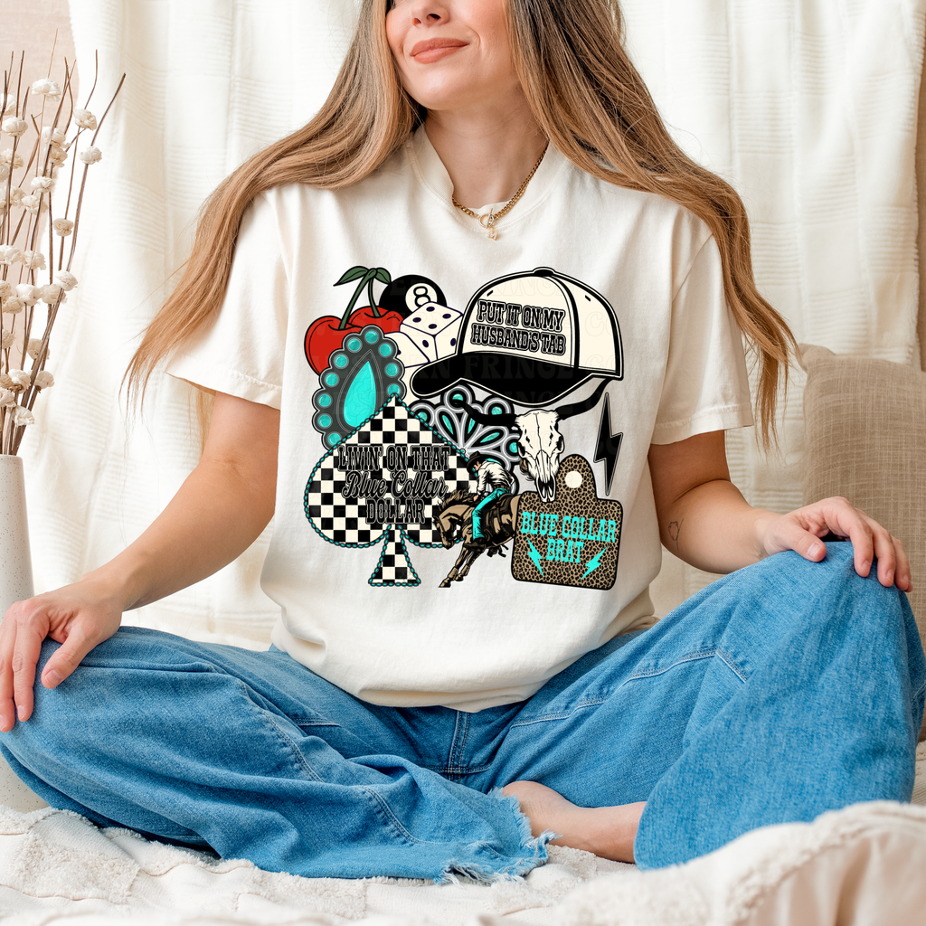 Blue Collar Collage Graphic T-Shirt | Crewneck