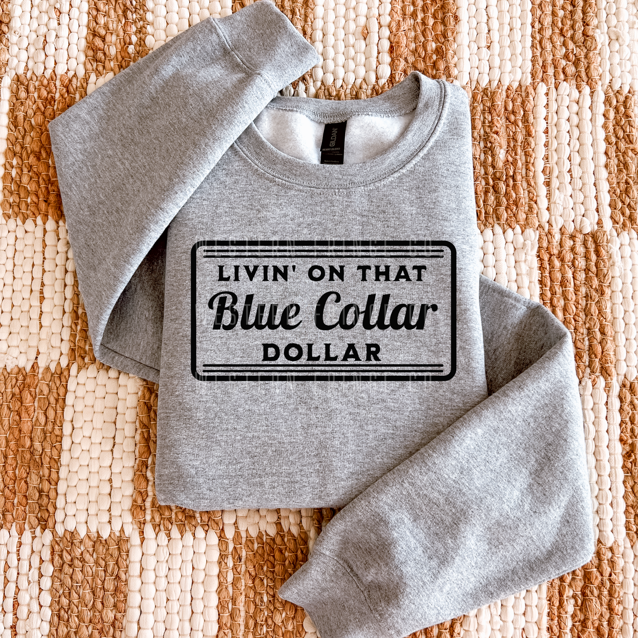 Livin' On That Blue Collar Dollar Graphic T-Shirt | Crewneck | Black Version
