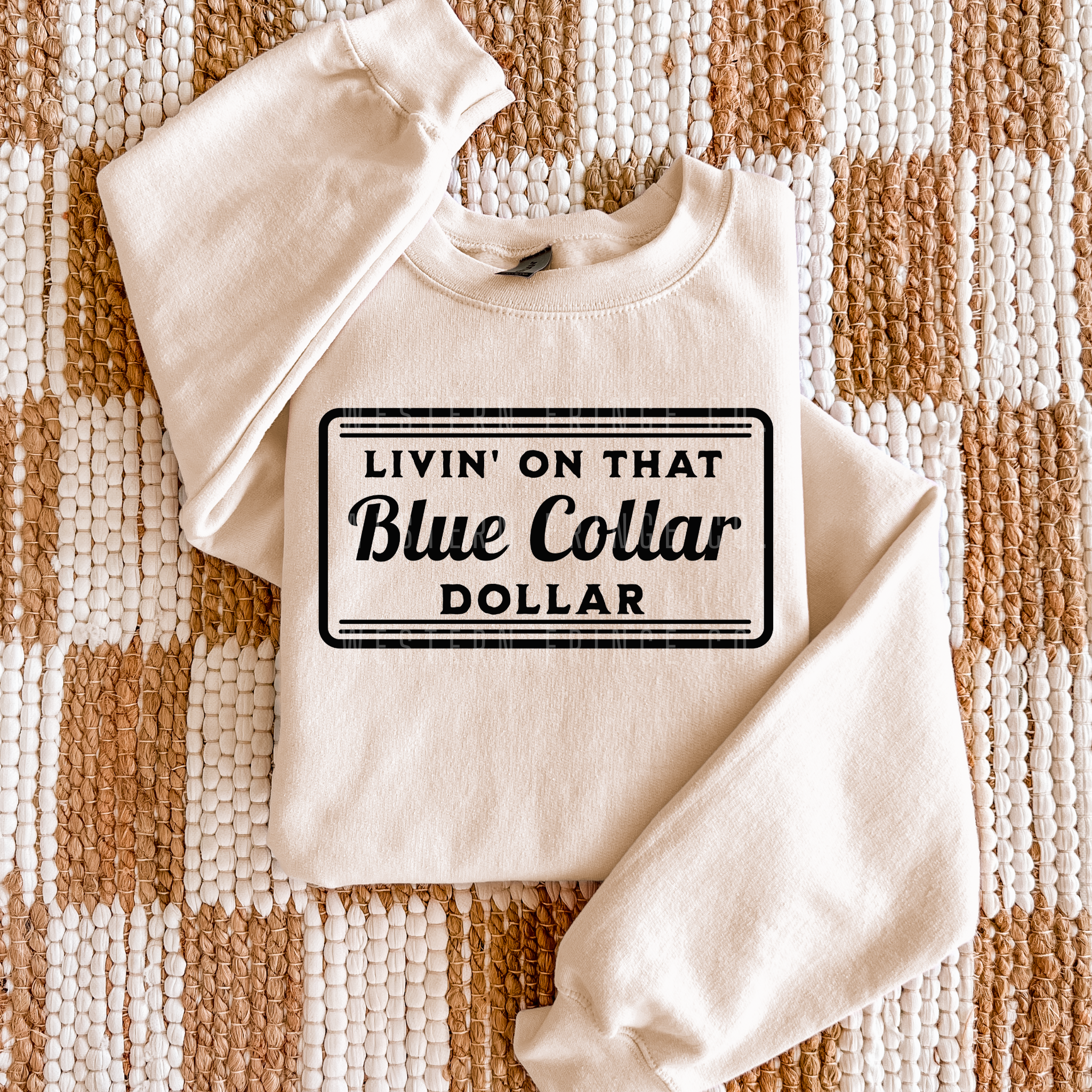 Livin' On That Blue Collar Dollar Graphic T-Shirt | Crewneck | Black Version