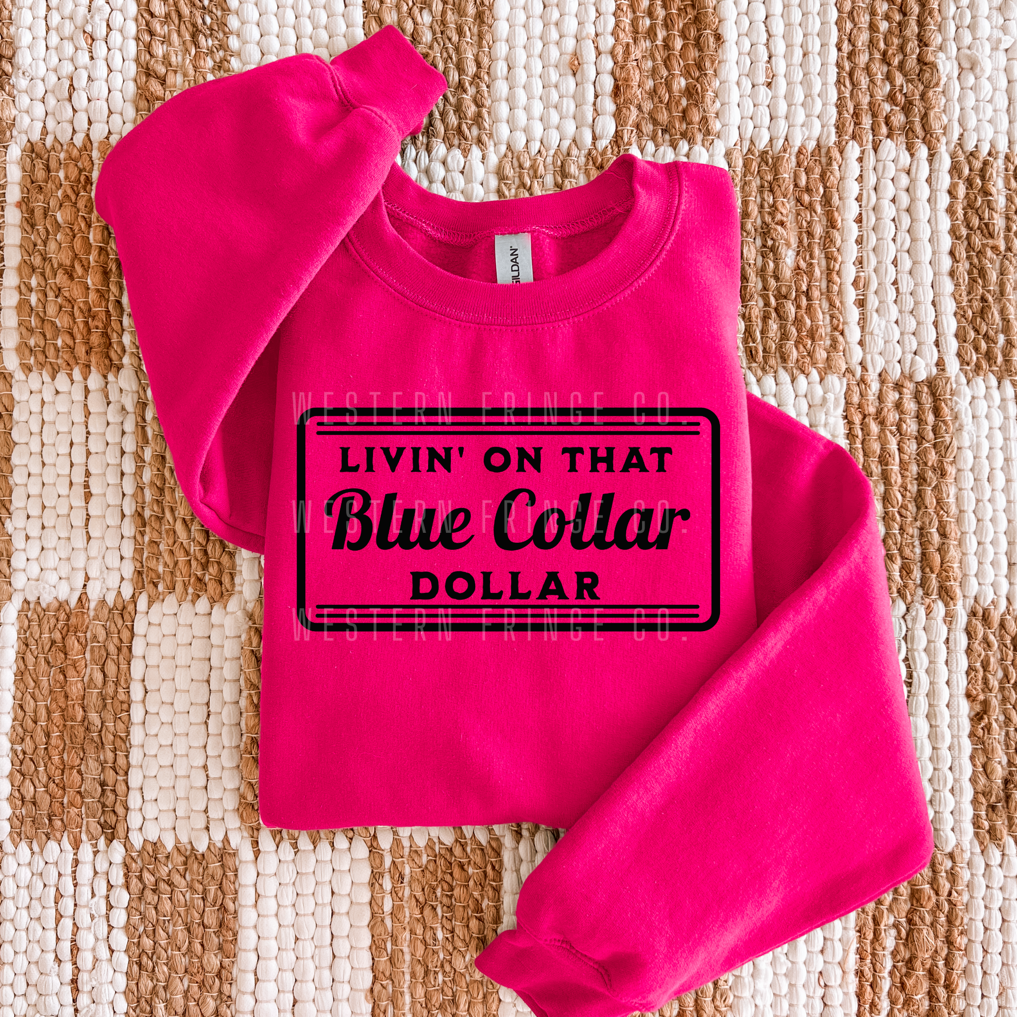 Livin' On That Blue Collar Dollar Graphic T-Shirt | Crewneck | Black Version