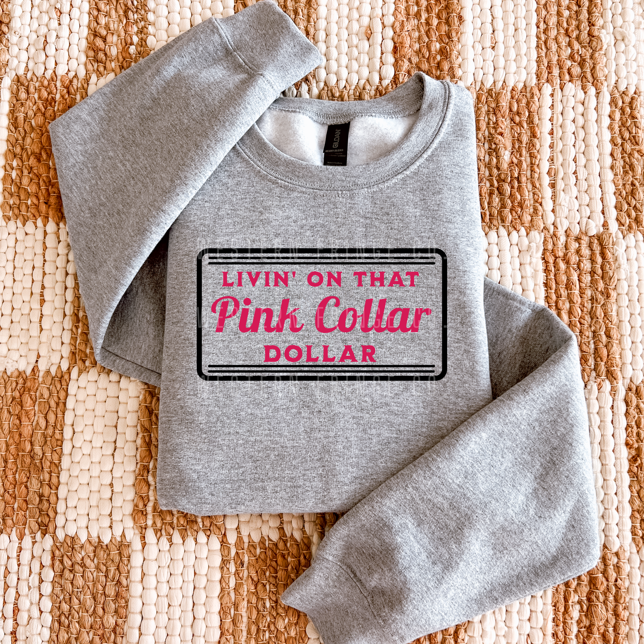 Livin' On That Pink Collar Dollar Graphic T-Shirt | Crewneck | Hot Pink Version