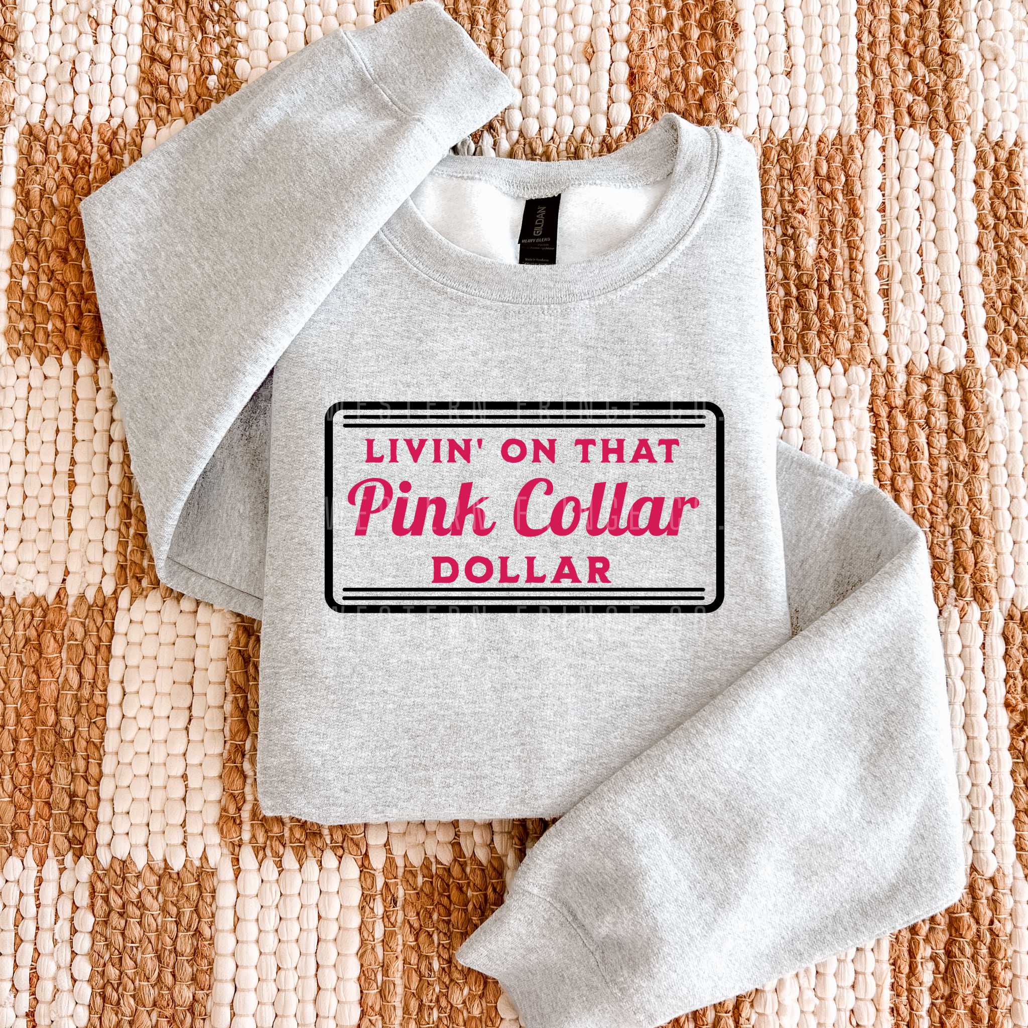 Livin' On That Pink Collar Dollar Graphic T-Shirt | Crewneck | Hot Pink Version