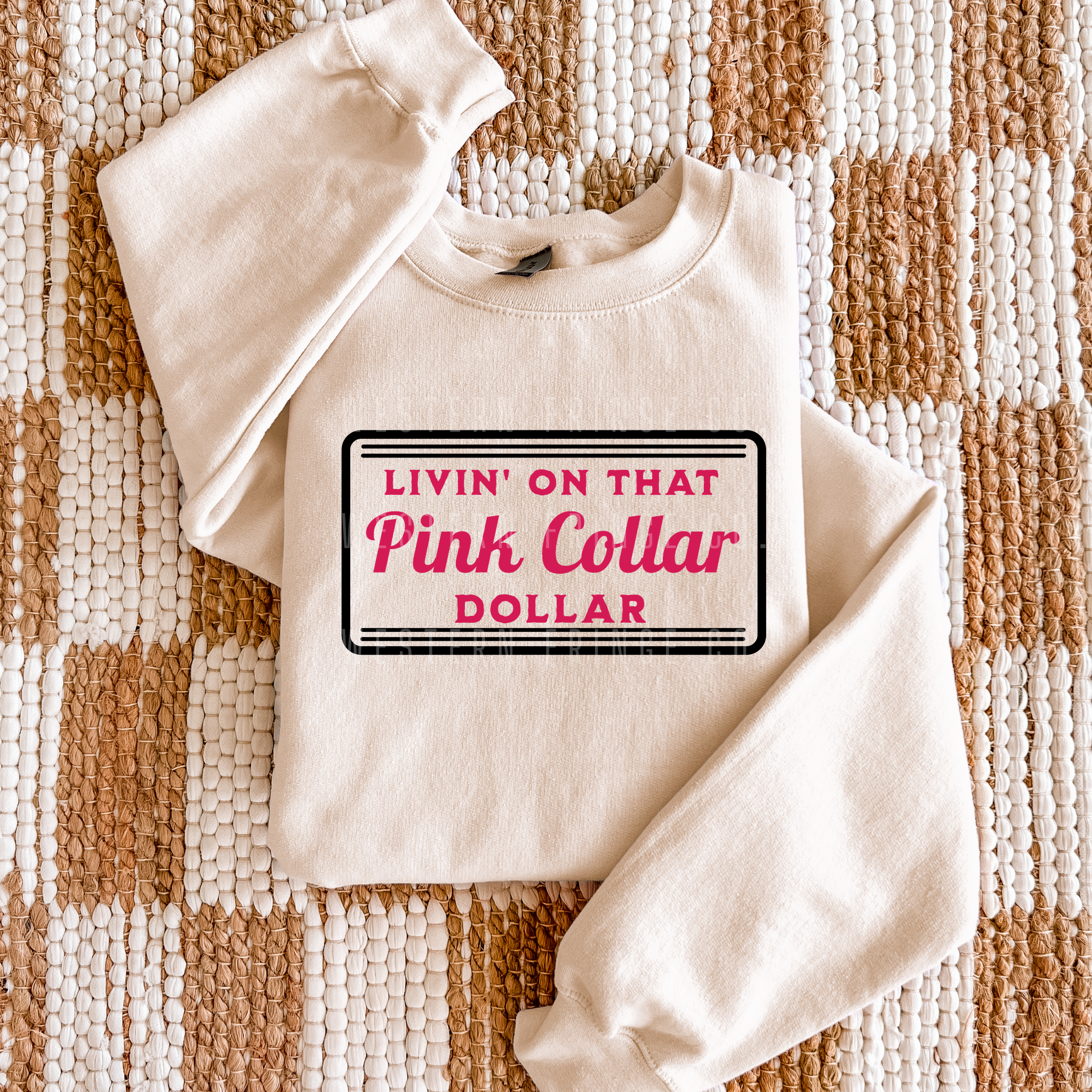 Livin' On That Pink Collar Dollar Graphic T-Shirt | Crewneck | Hot Pink Version