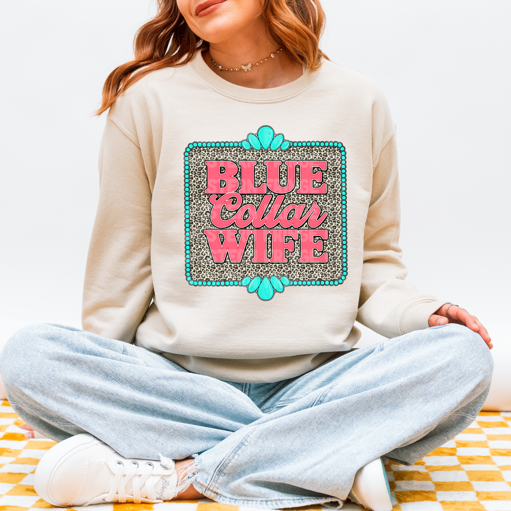 Blue Collar Wife Graphic T-Shirt | Crewneck |Leopard Print