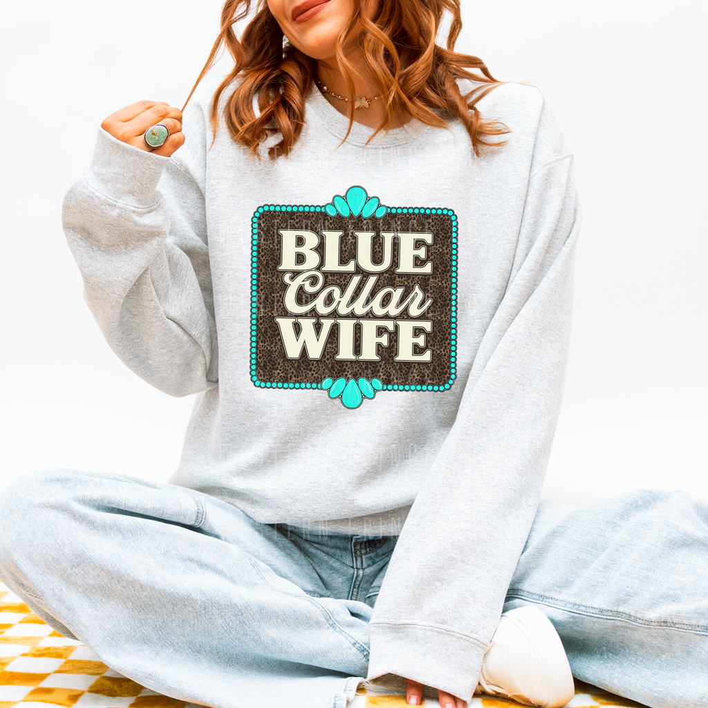 Blue Collar Wife Graphic T-Shirt | Crewneck | Leopard Print