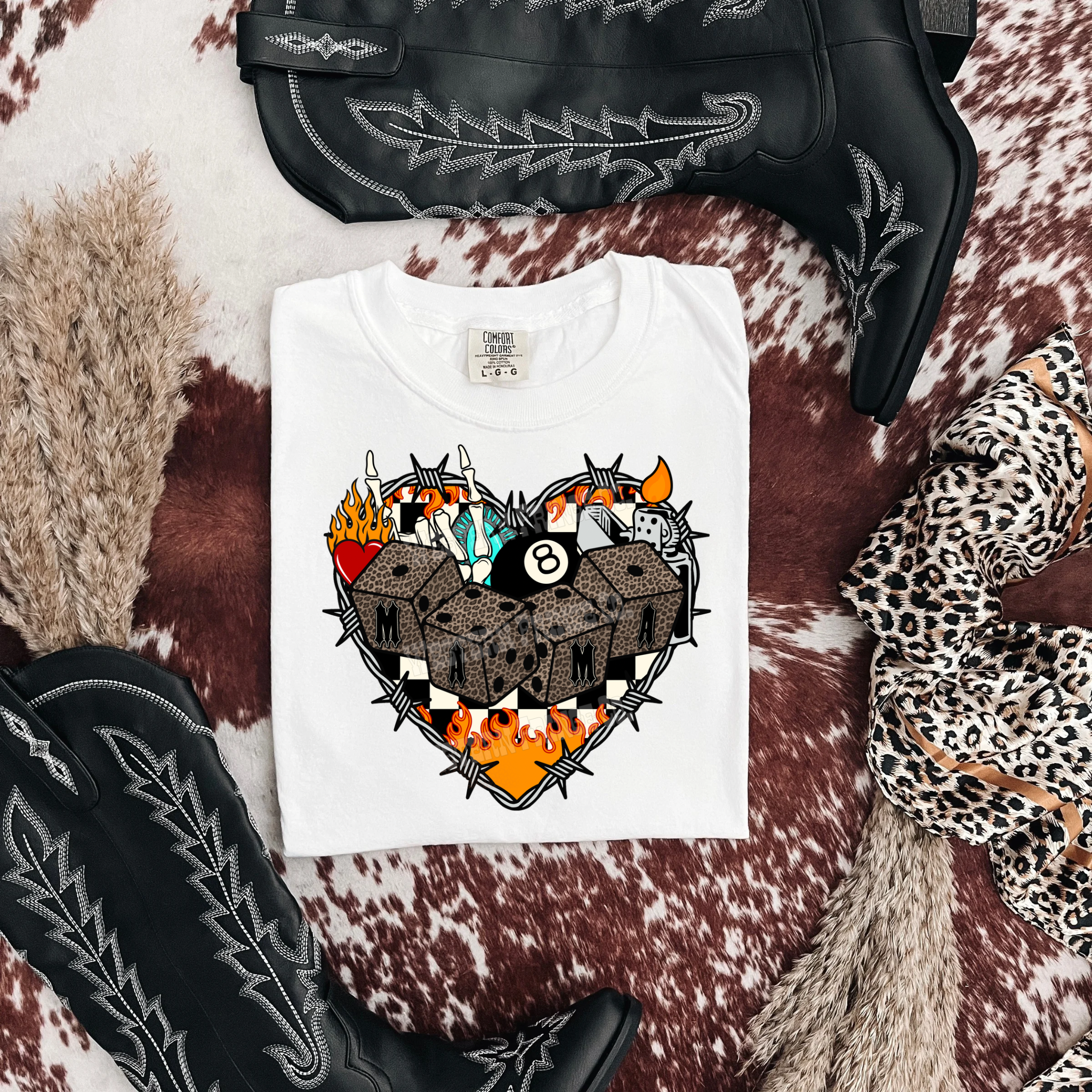 Western Alternative Barbed Wire Mama Graphic T-Shirt | Crewneck