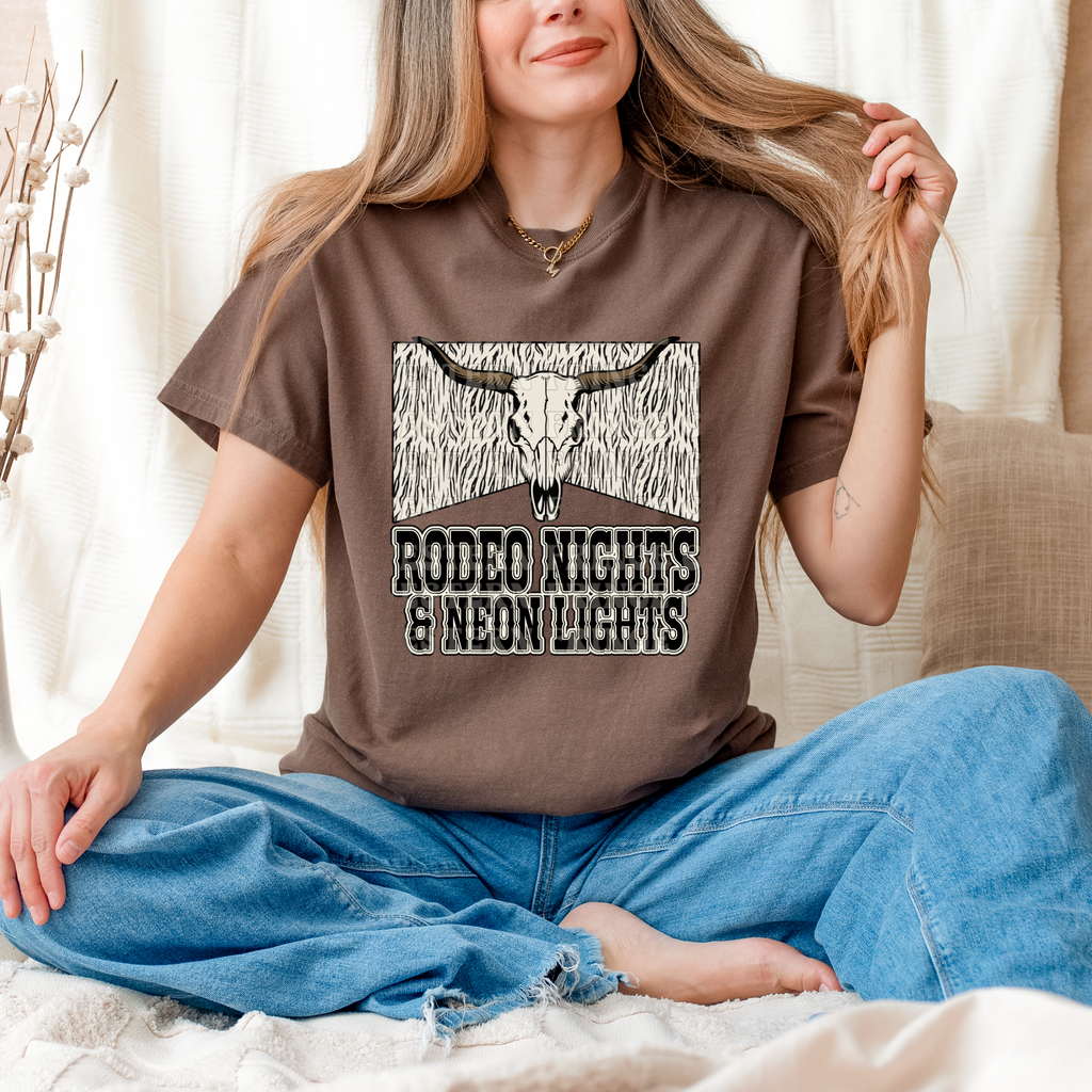 Rodeo Nights & Neon Lights Graphic T-Shirt | Crewneck | Country Concert Style