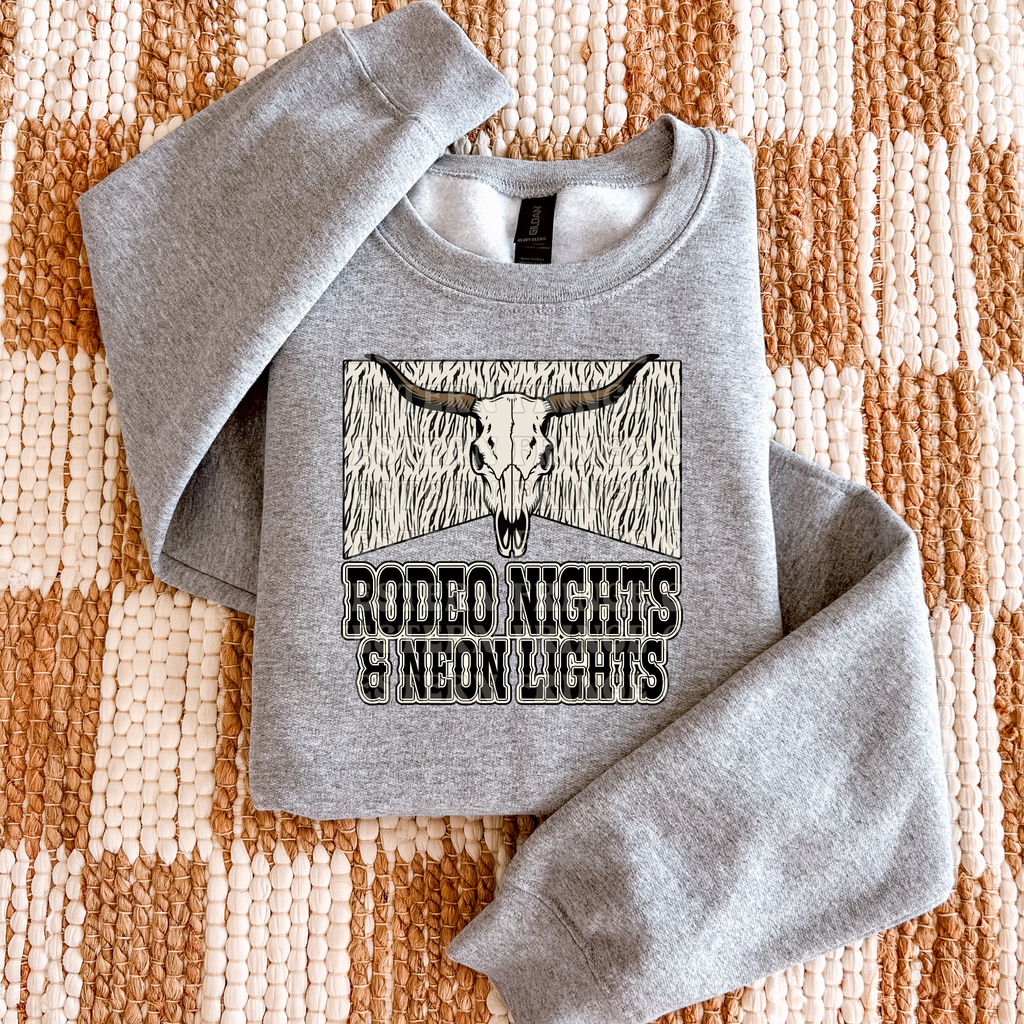 Rodeo Nights & Neon Lights Graphic T-Shirt | Crewneck | Country Concert Style