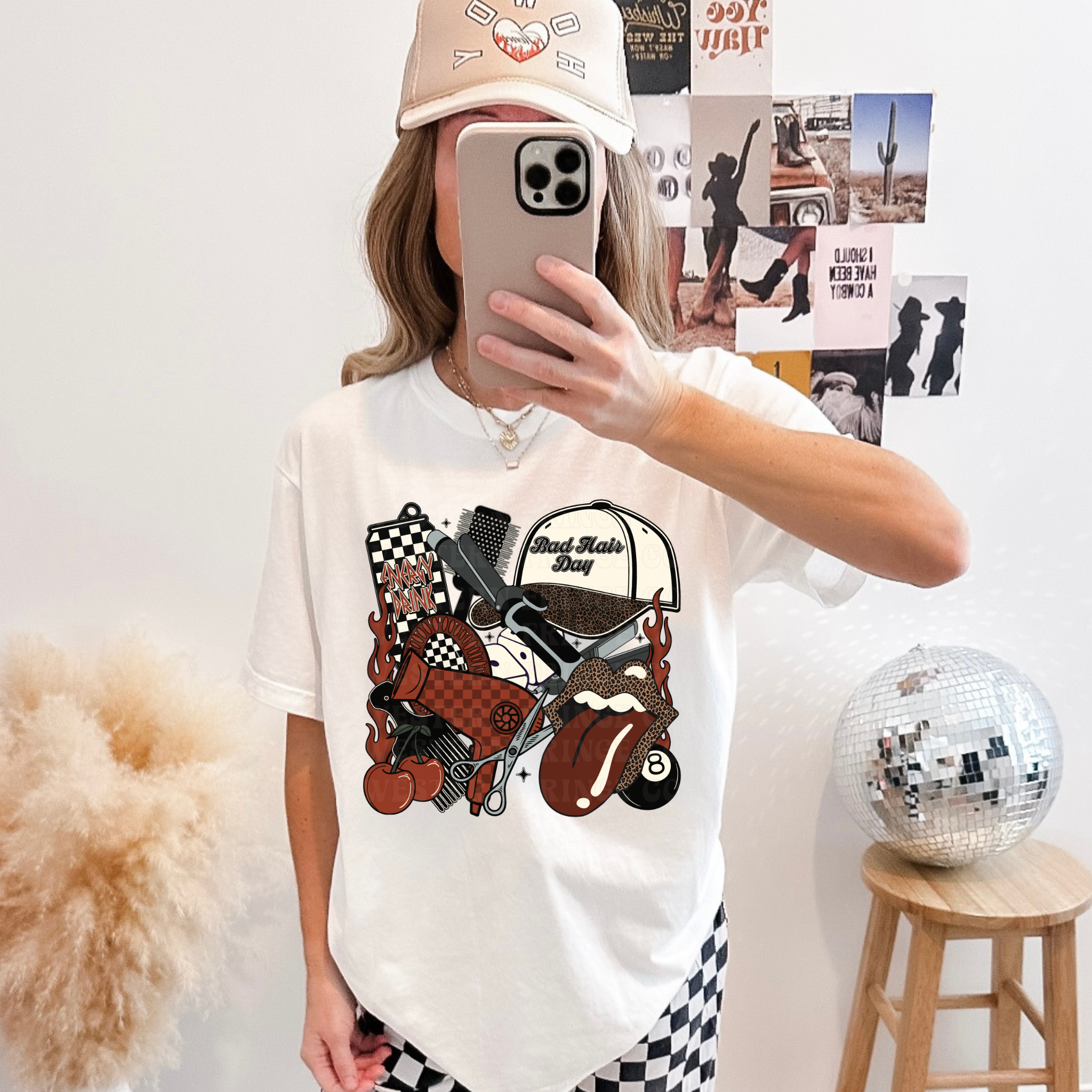 Rustic Orange Hairstylist Graphic T-Shirt | Crewneck